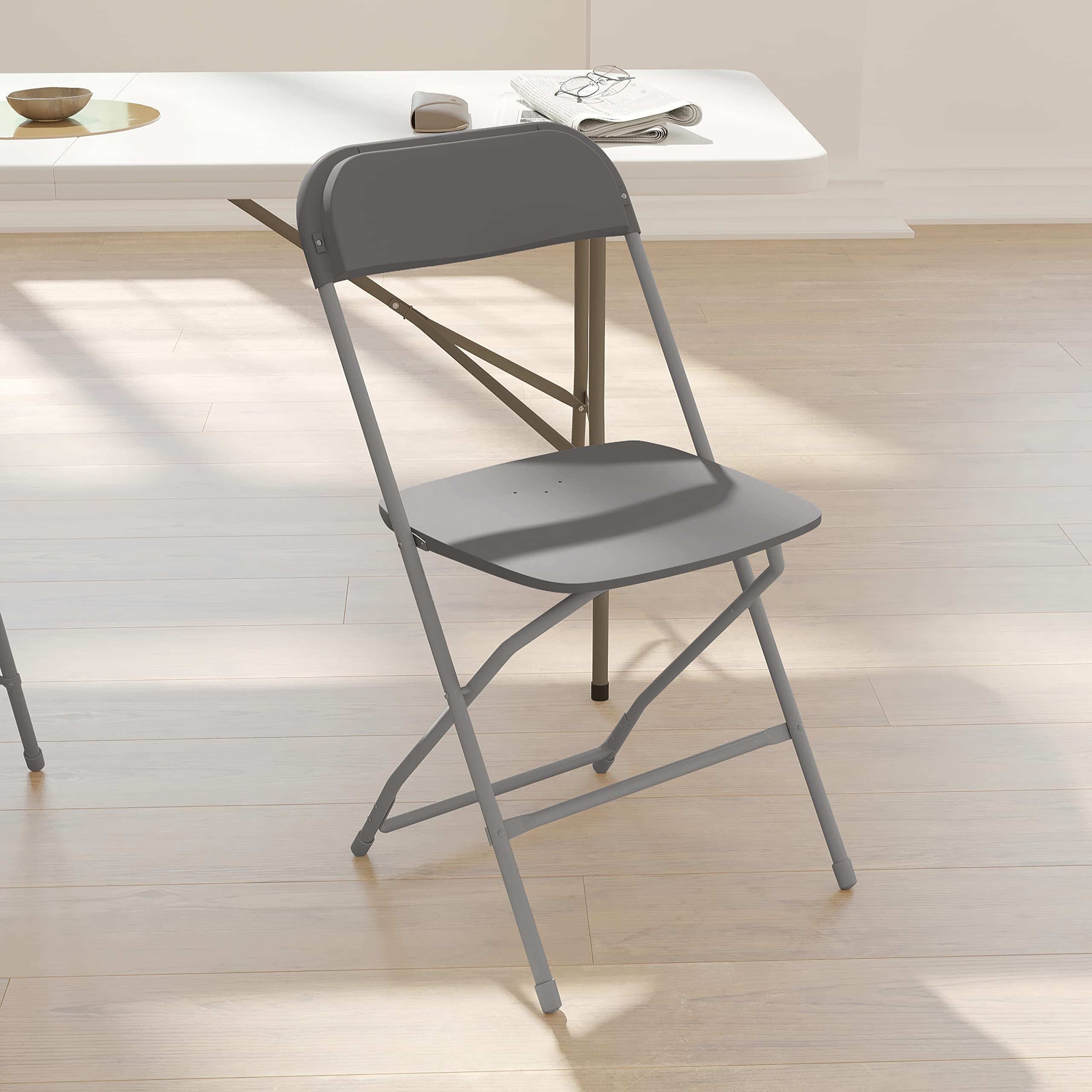 Flash Furniture Hercules™ Series Plastic Folding Chair - Grey - 4 Pack 650Lb Weight Capacity Comfortable Event Chair-Lightweight Folding Chair